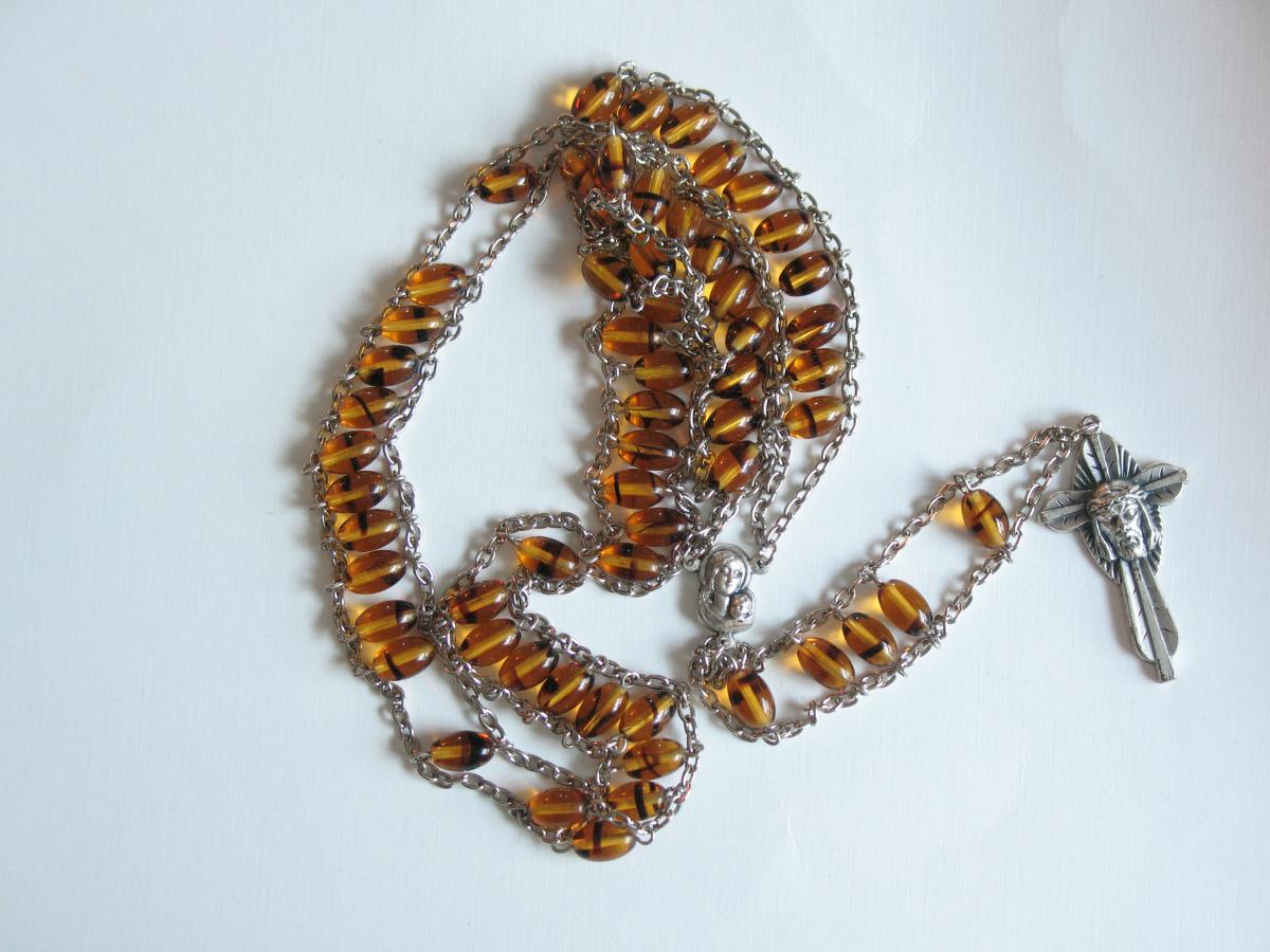 Rosary - Ladder Chain with Topaz Glass Beads