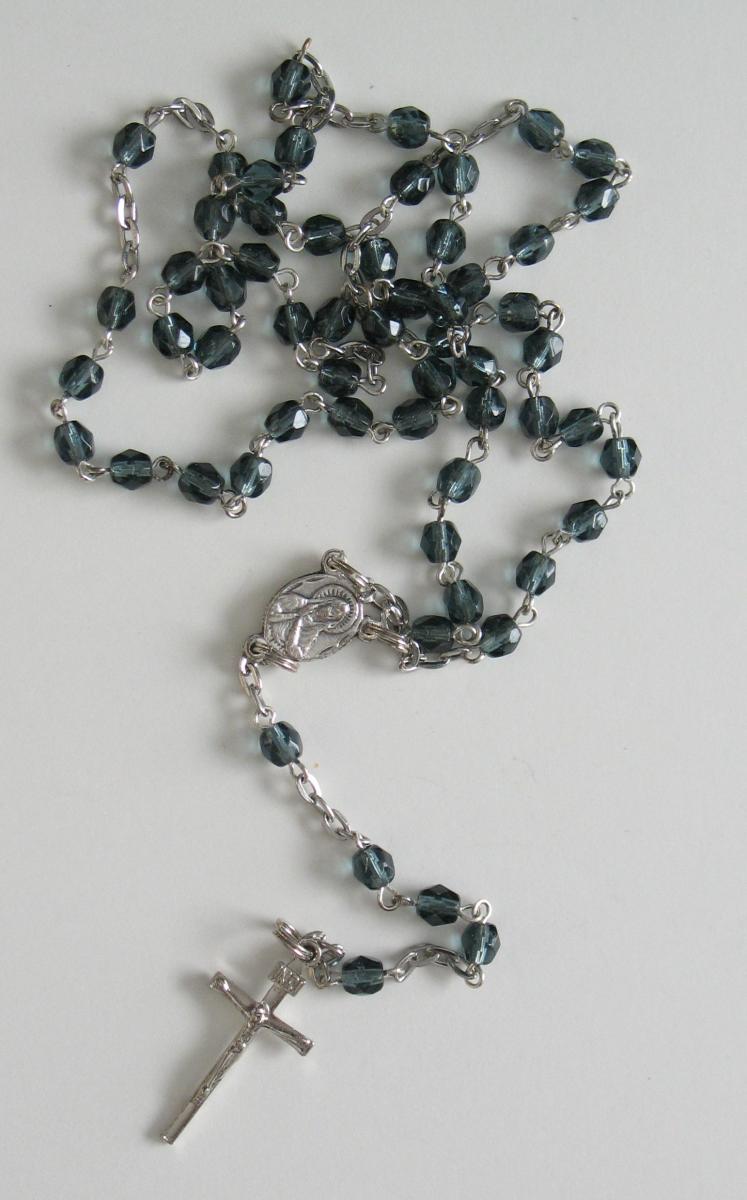 Rosary - Chain with Small Grey Glass Beads