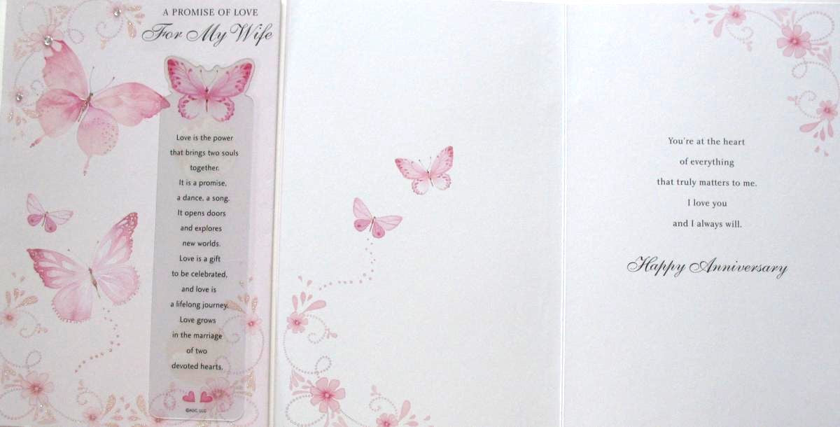 For My Wife Anniversary Greeting Card with Detachable Keepsake Bookmark