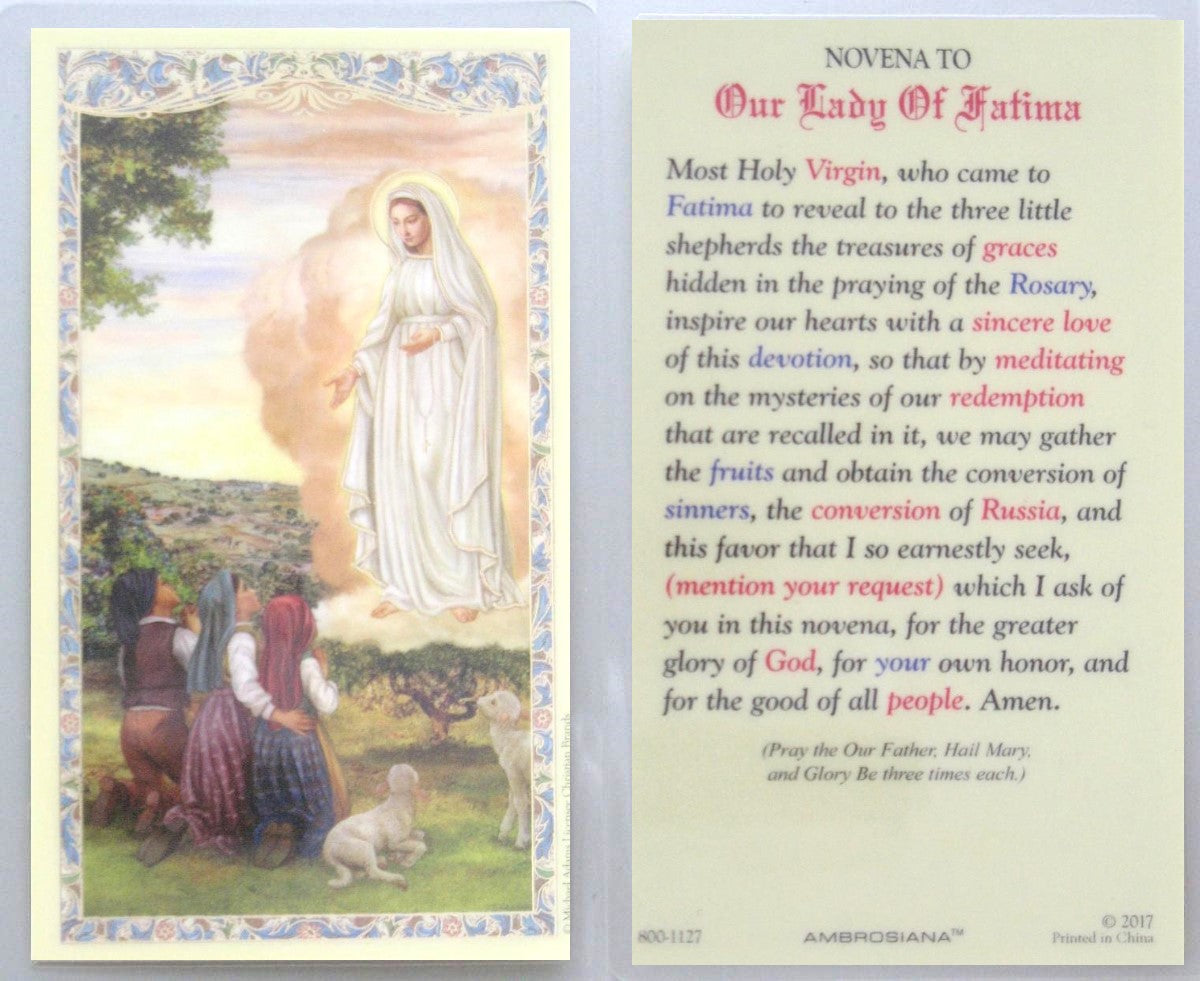 Laminated - Our Lady of Fatima - Novena