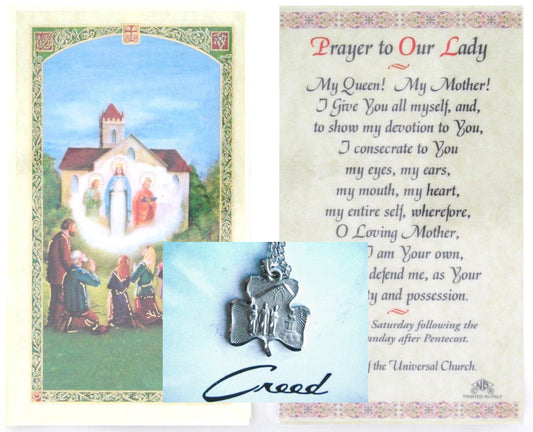 Pewter Medal with Chain & Prayercard - Our Lady of Knock