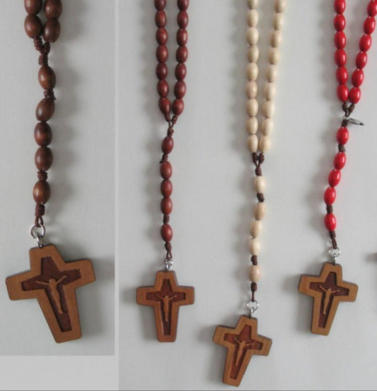 Rosary - Cord Brown with Wood Beads