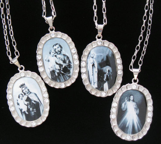 Medallion Necklace  with  Black & White Images - Various Images