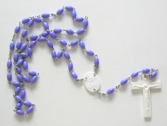 Rosary - Chain with Purple Plastic Beads