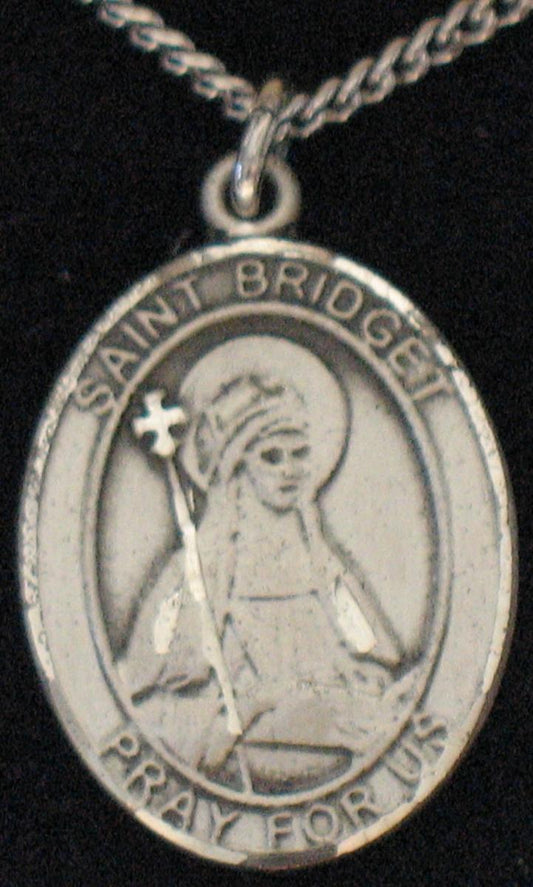 St. Bridget of Sweden - Sterling Silver Medal with Chain