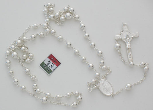 Rosary - Sterling Silver - St Benedict and Miraculous Medal