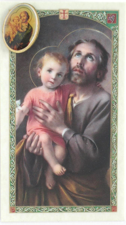 St. Joseph Lapel Pin with  Laminated Prayercard