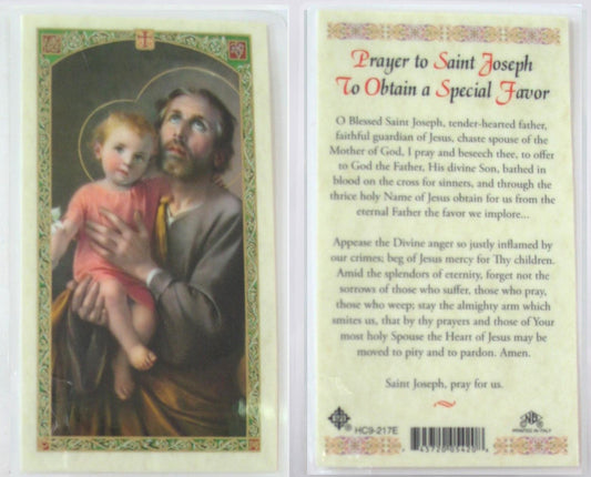 Laminated - St. Joseph - To Obtain a Special Favor