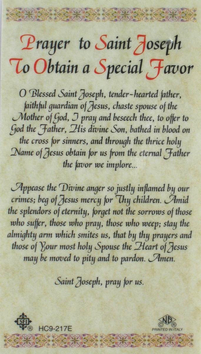 St. Joseph Lapel Pin with  Laminated Prayercard