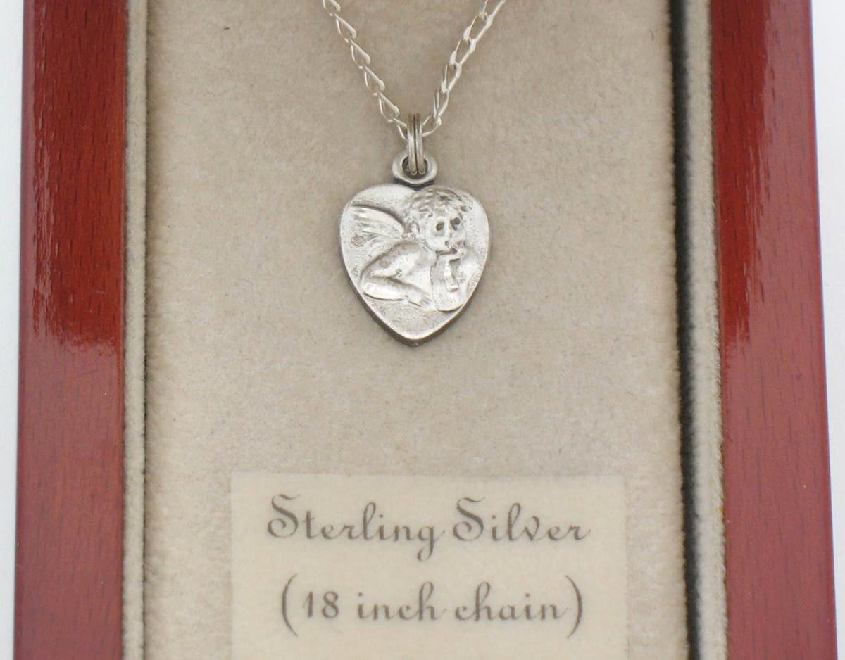 Cherub Heart - Sterling Silver Pendent with Chain