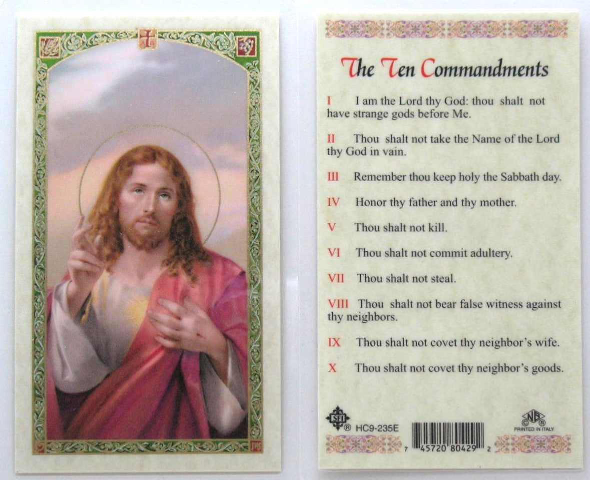 Laminated - Jesus Blessing - Ten Commandments