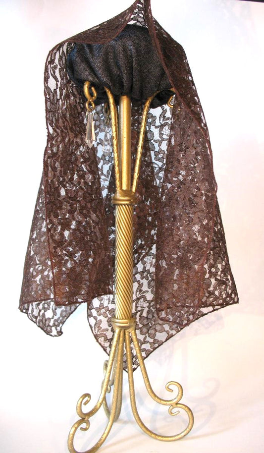 Mantilla - Lace Head Covering - Brown