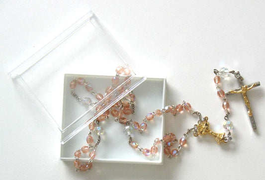 Rosary with Chalice Center - glass beads - Two-Tone Crucifix
