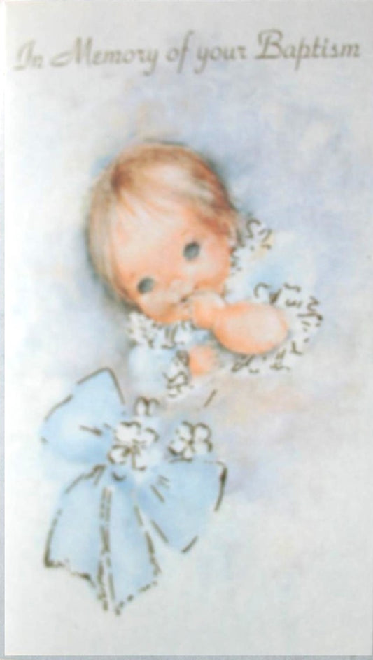 Baptism (Baby - Blue Bow) Greeting Card