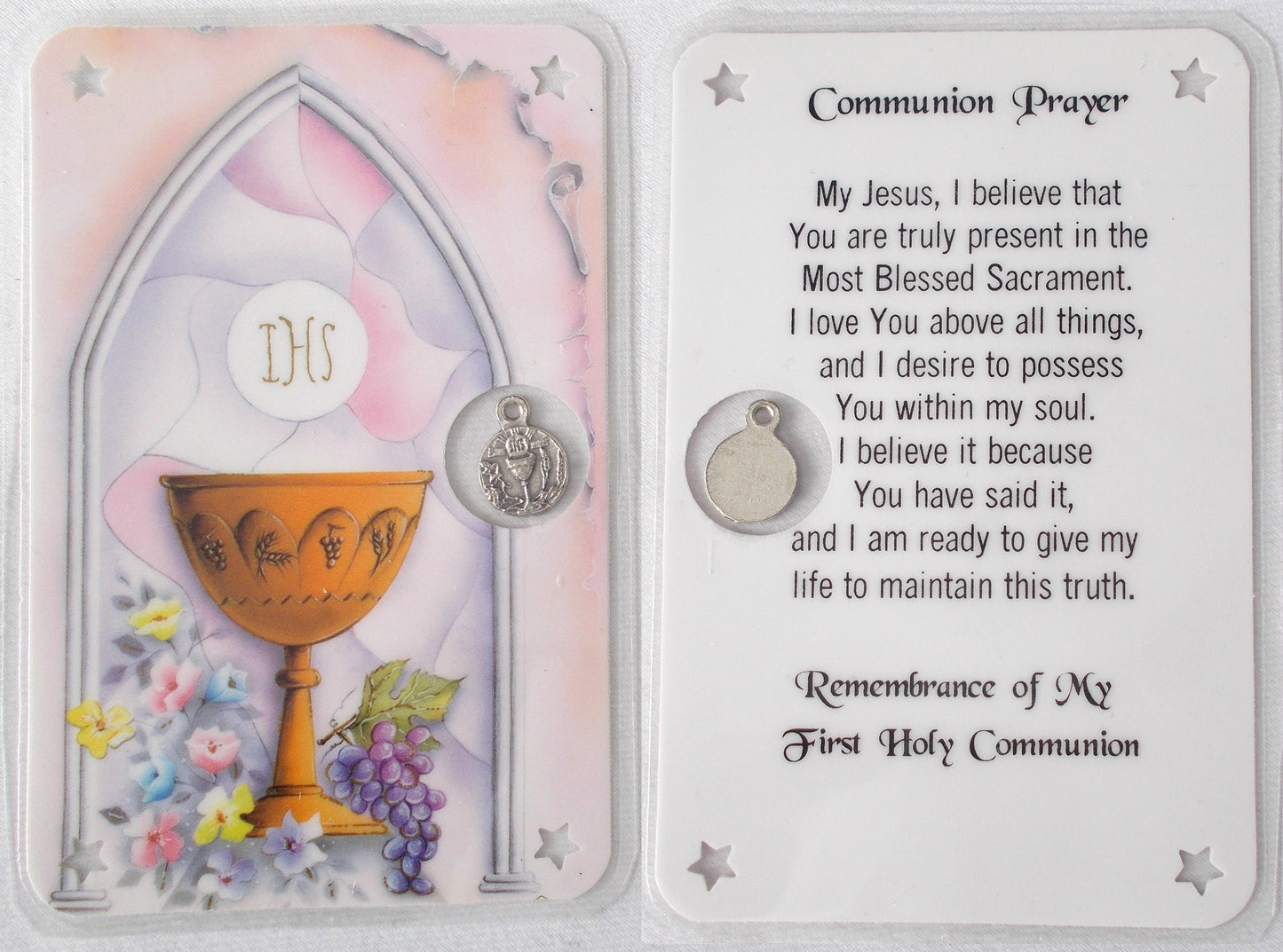 Laminated with Medal - First Communion Remembrance