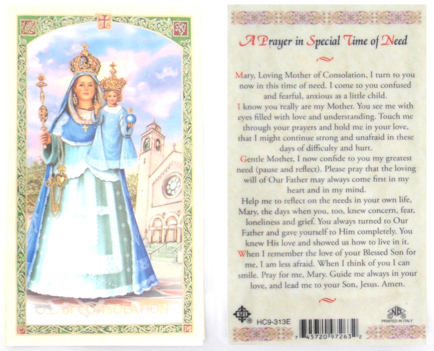 Laminated - Our Lady of Consolation - Special Time of Need