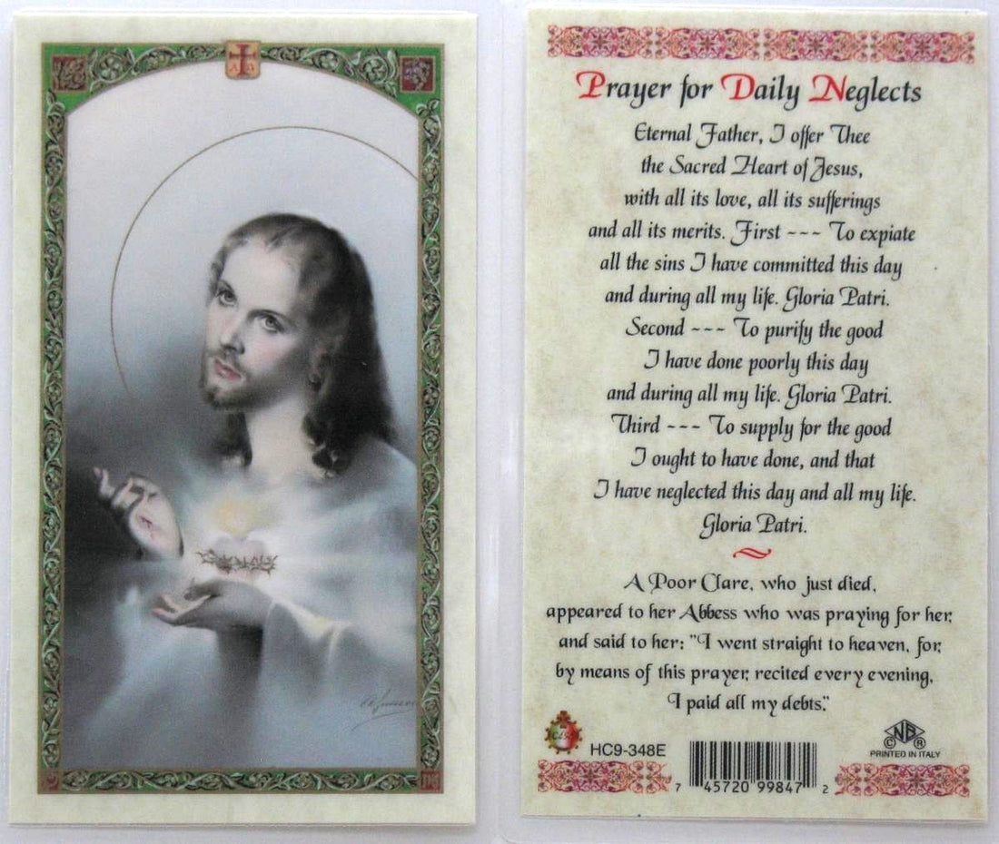 Laminated - Sacred Heart - Prayer for Daily Neglects – Lumen Christi ...