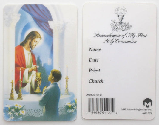 First Communion Remembrance Card - Boy