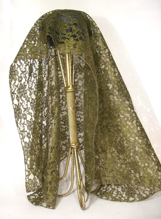 Mantilla - Lace head Covering - Olive Green