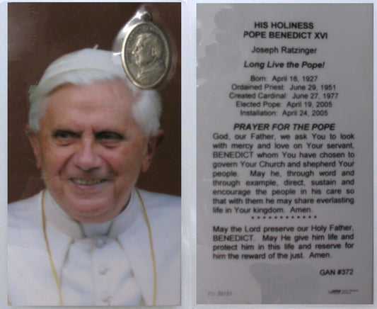 Laminated with Medal - Pope Benedict XVI