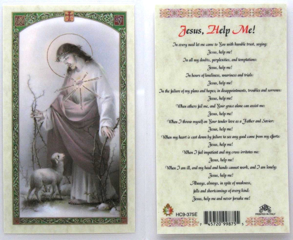 Laminated - Sacred Heart of Jesus - Jesus Help Me!