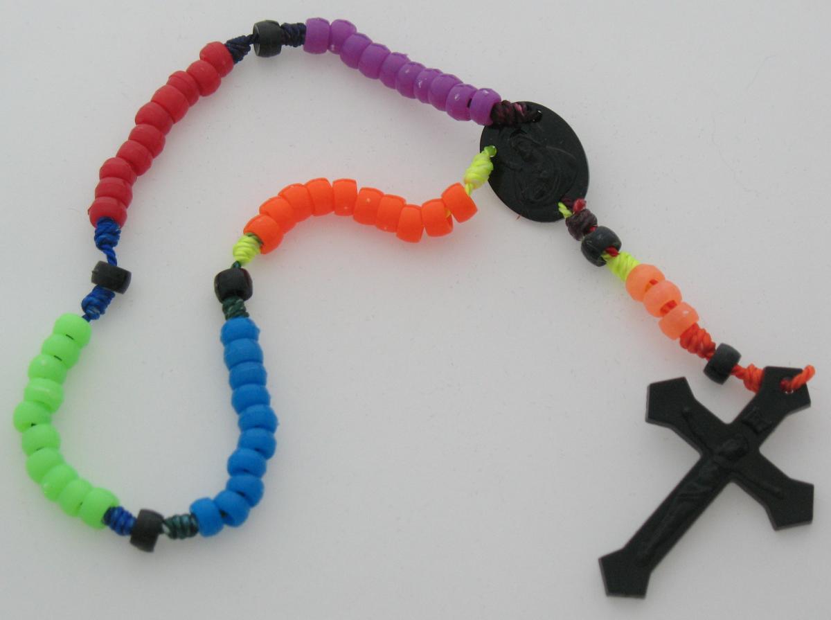 Rosary - Cord Multi-colour with Plastic Beads