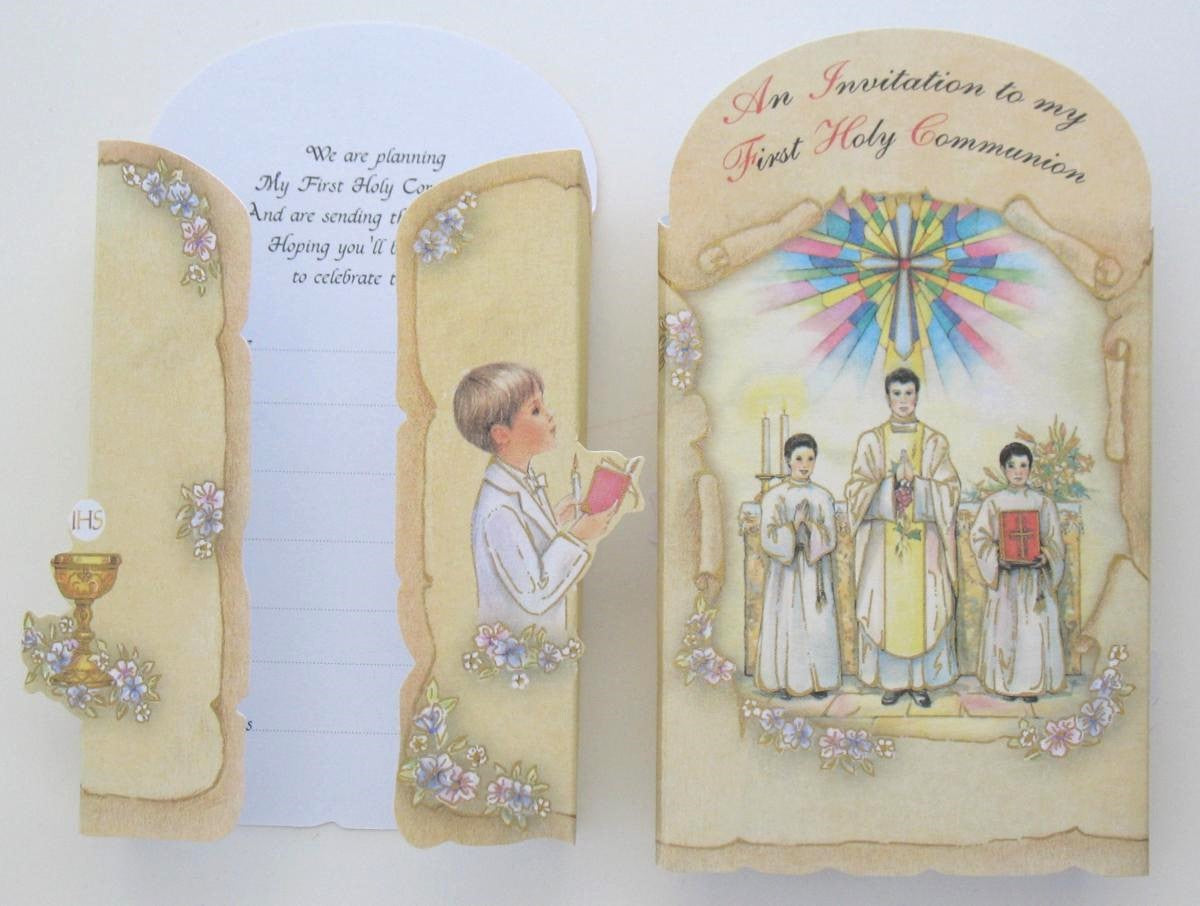 First Communion Invitations - Boy - Packages of 8