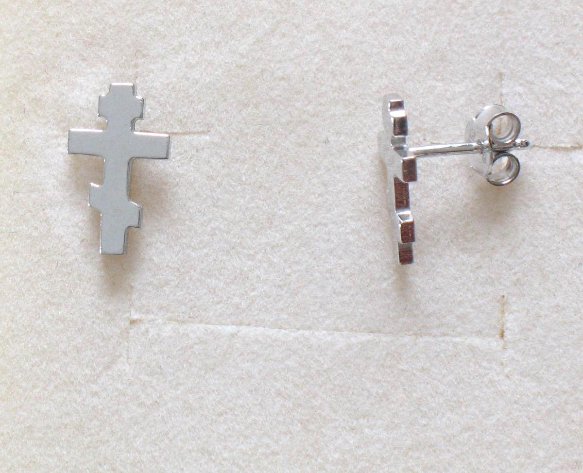 Sterling Silver Orthodox Cross Earrings