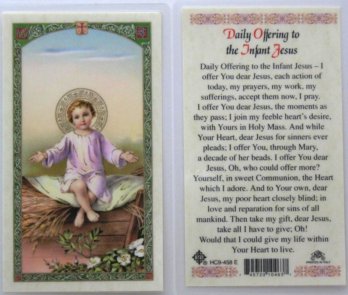 Laminated - Daily Offering to The Infant Jesus