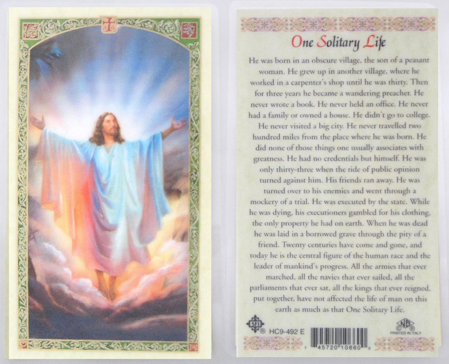 Laminated - Risen Christ - One Solitary Life