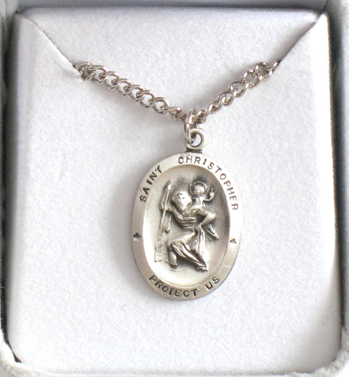 Sterling Silver St. Christopher Medal with Chain