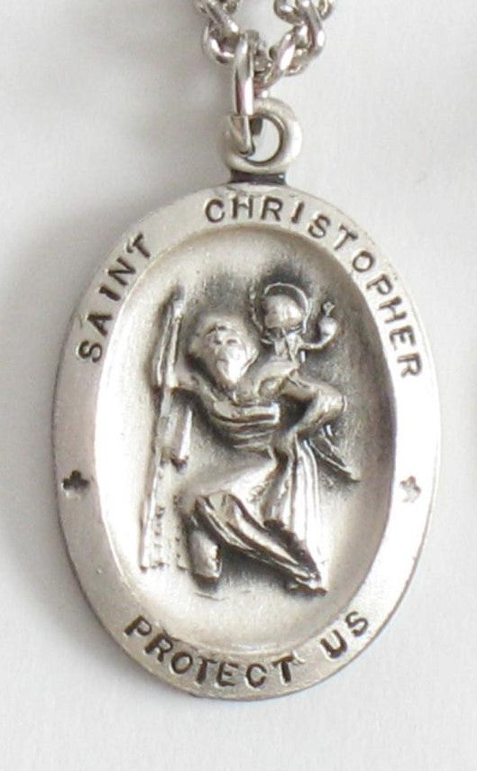 Sterling Silver St. Christopher Medal with Chain