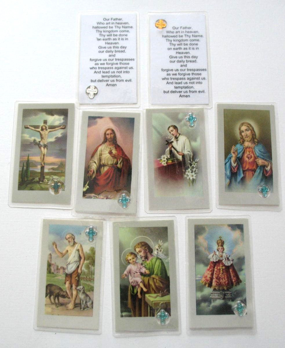 Our Father Mini Laminated Prayercard with Four-Way Cross