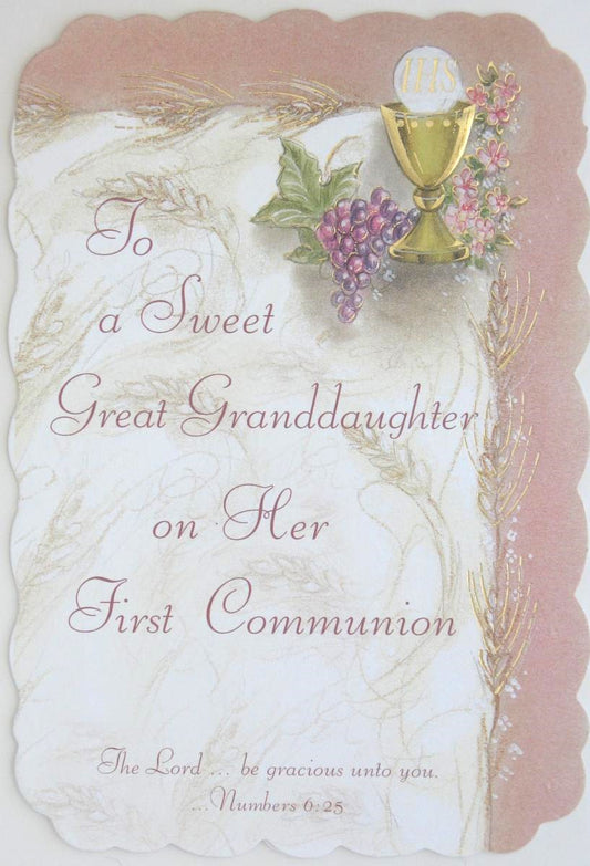 Great Granddaughter - First Communion Greeting Card