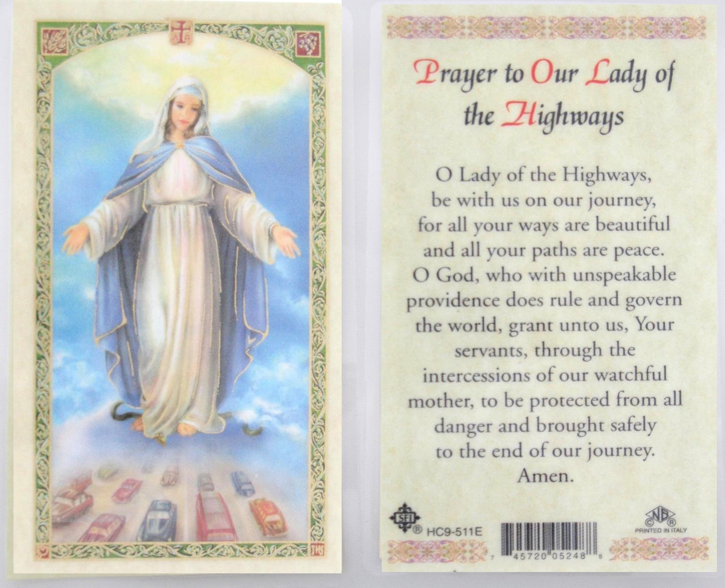 Laminated - Our Lady of the Highways - Prayer to