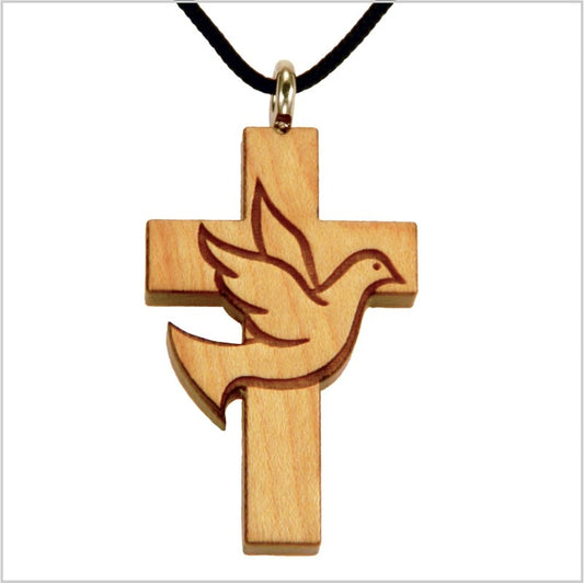 Wooden Cross on String - Dove