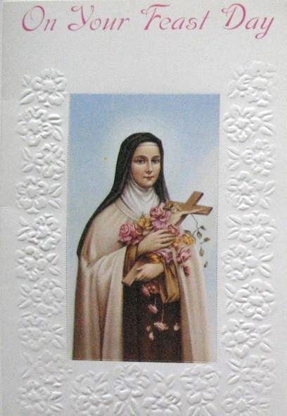 Feast Day Greeting Card - St. Therese with Removable Prayercard