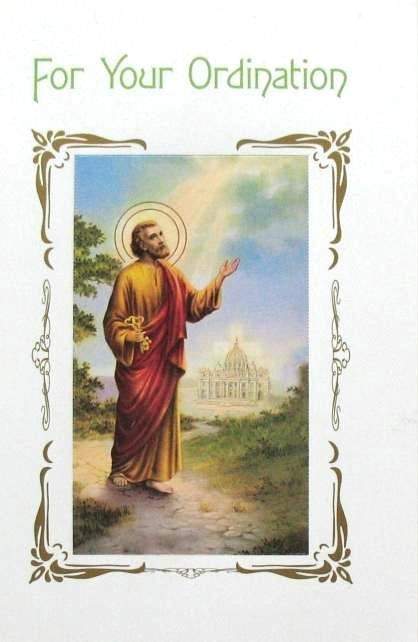 Ordination Greeting Card with St. Peter Removable Prayer Card