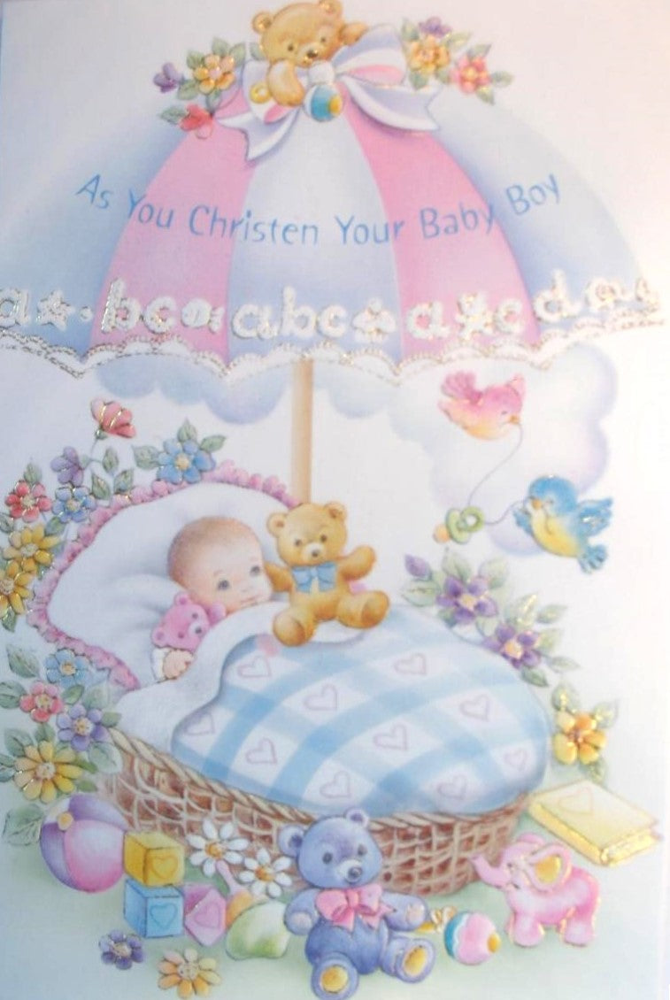 Baby Boy Christening Greeting Card