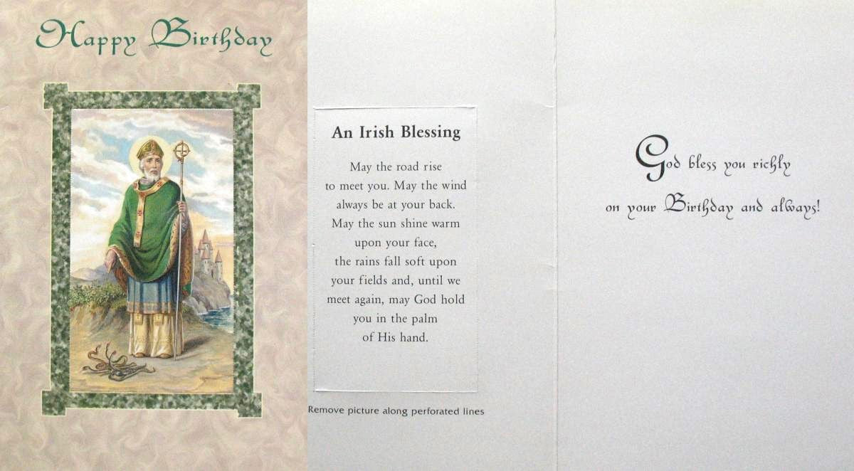 Birthday Greeting Card - St. Patrick with Removeable Prayercard