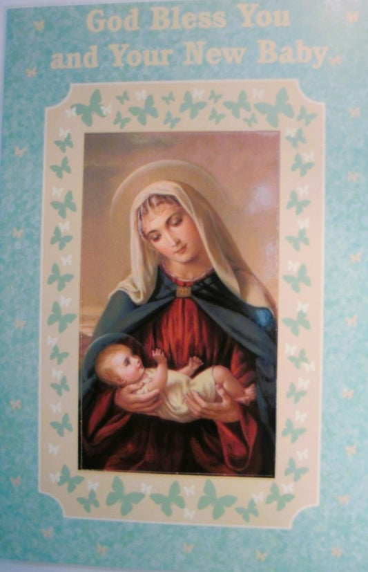 New Baby Greeting Card - Madonna & Child - Mother's Petition to Mary