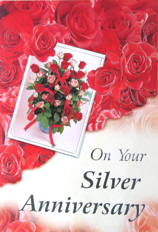 Silver (25th) Anniversary Greeting Card - Pop-up