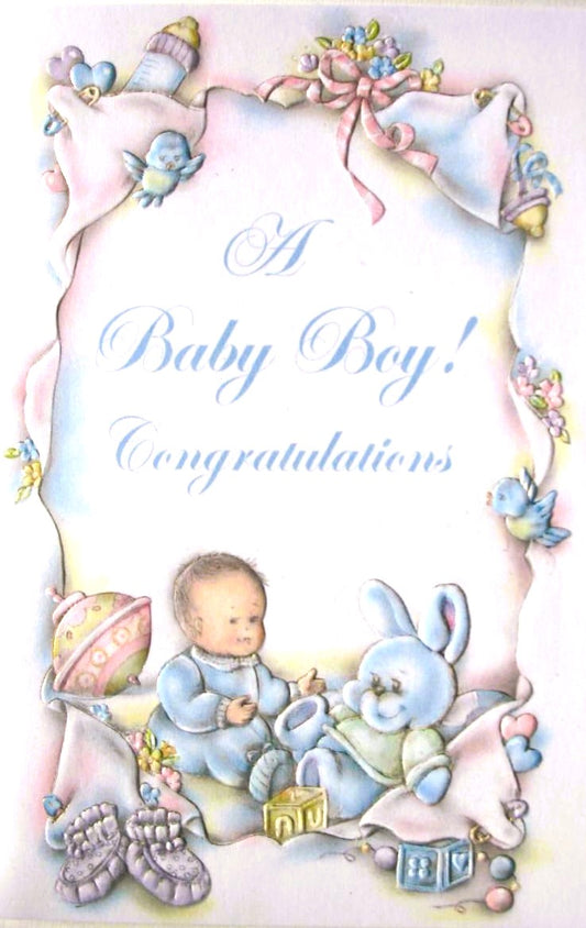 Baby Boy Congratulations Greeting Card