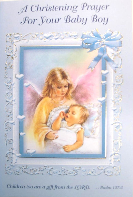 Baby Boy Christening Greeting Card