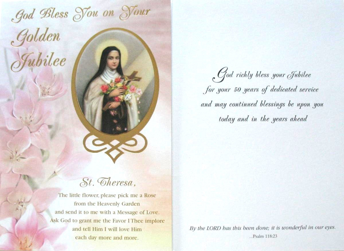 Golden (50th) Jubilee Greeting Card - St. Therese