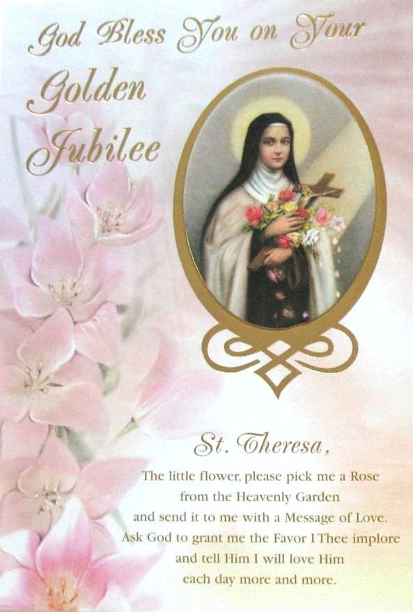 Golden (50th) Jubilee Greeting Card - St. Therese