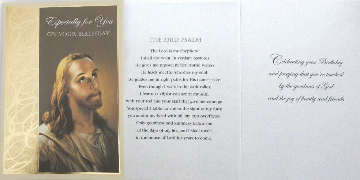 Birthday Greeting Card - Jesus - The 23rd Psalm