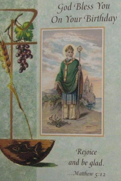 Birthday Greeting Card - St. Patrick with Removeable Prayercard