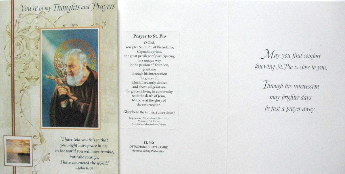 Encouragement Greeting Card - St. Pio with Detachable Prayercard