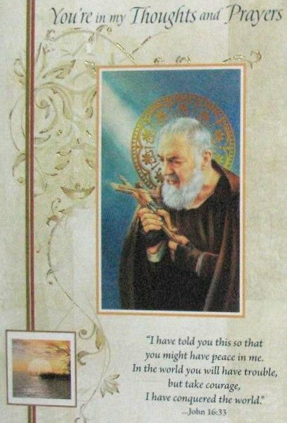 Encouragement Greeting Card - St. Pio with Detachable Prayercard